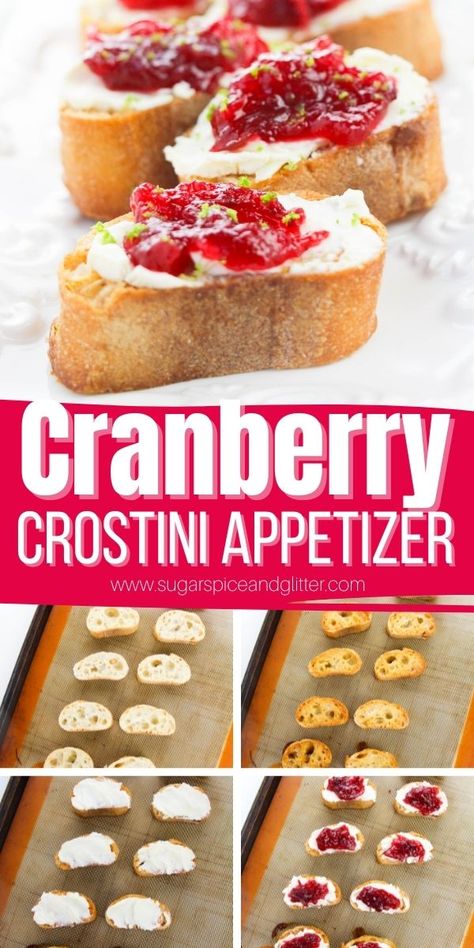 Cranberry Crostini Appetizers, Cranberry Sauce Crockpot, Cranberry Crostini, Cranberry Appetizer, Homemade Honey Butter, Cream Cheese Appetizer, Crostini Appetizers, Puff Pastry Appetizers, Thanksgiving Appetizer