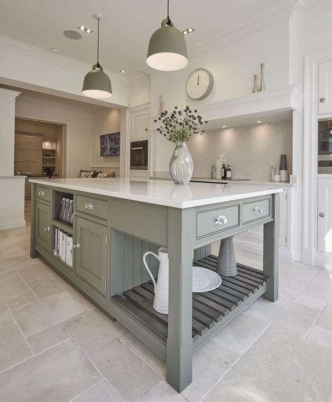 Sage Green Country Kitchen | Shaker Kitchens | Tom Howley Contemporary Shaker Kitchen, Green Country Kitchen, Modern Shaker Kitchen, Tom Howley, Grey Shaker Kitchen, Shaker Kitchens, Shaker Kitchen, Grey Kitchens, Trendy Kitchen