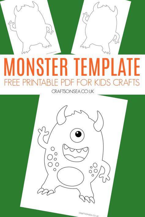 Monster Template Printable (FREE PDF) Monster Outline Free Printable, Monster Body Template Free Printable, Build Your Own Monster Free Printable, Monster Circle Time Preschool, Monster Outline Template, Free Monster Printables, Build Your Own Monster Printable, Monster Printables Free, Monster Template Printable