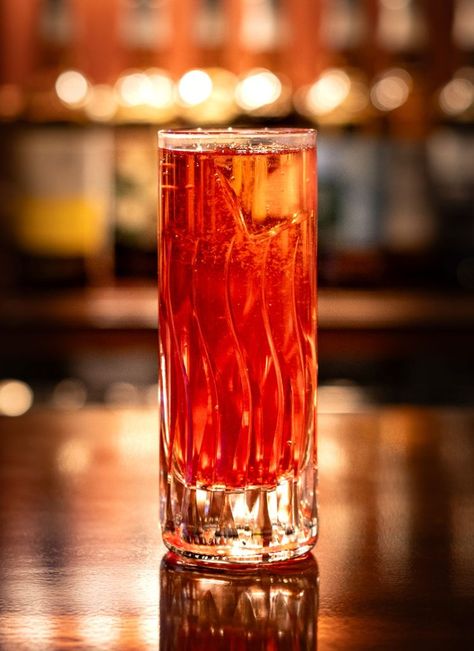 Campari Soda Cocktail Recipe | PUNCH Campari Soda, Campari And Soda, Collins Glass, Simple Cocktail, Sparkling Drinks, Easy Cocktails, Adult Beverages, Adult Drinks, Cocktail Recipe