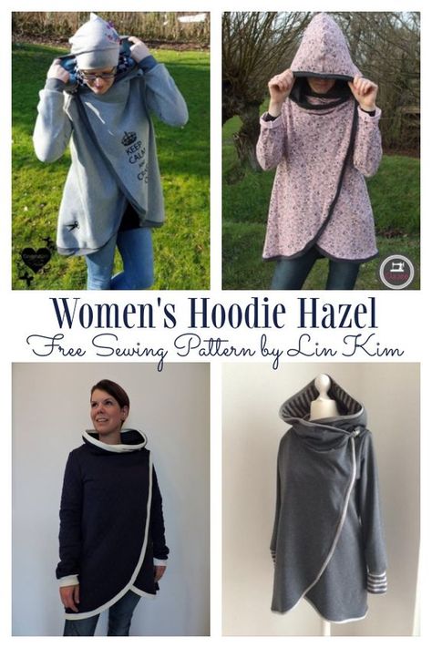 Cowl Hoodie Pattern, Poncho Hoodie Pattern, Sweatshirt Dress Sewing Pattern, Fleece Cowl Pattern, Zip Up Hoodie Pattern Sewing, Hoodie Dress Pattern, Sewing Wool Fabric, Hooded Shawl Sewing Pattern, Hooded Vest Pattern Sewing