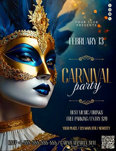 Carnival Party Flyer Carnival Theme Poster Design, Carnival Flyer, Nice Ideas, Carnival Themes, Carnival Party, Party Flyer, Flyer Template, Say Hello, Good Music