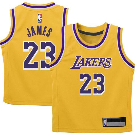 PRICES MAY VARY. Officially licensed by the NBA Decorated in team colors and logo Premium quality athletic cut jersey fabric with high resolution screen printed graphics Woven jock tag at lower hem Tagless collar for added comfort This LeBron James Los Angeles Lakers NBA Toddler 2-4 Official Icon Edition Player Jersey is made from 100% polyester and is machine washable. It features screen printed graphics of your favorite team's logo on the front. This jersey is officially licensed by the NBA an Lakers Lebron, Lebron James Lakers, Baby Nike, Toddler Nikes, Nike Classic, Basketball Fans, Nike Lebron, Los Angeles Lakers, Lebron James