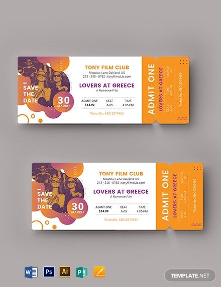 Movie Ticket Template, Ticket Design Template, Emprendimiento Ideas, Voucher Design, Movie Ticket, Adobe Photoshop Design, Photoshop Tutorial Photo Editing, Music Flyer, Ticket Design