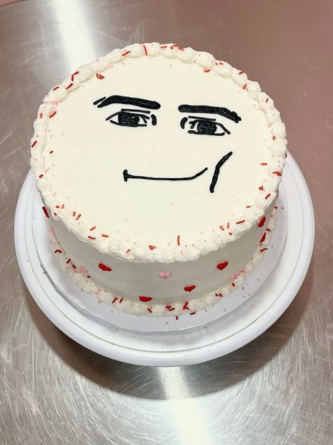 Birthday Cake For Best Friend Funny, Roblox Face Cake, Funny Cakes For Friends, Iconic Cakes, Dinara Kasko, Cake Meme, Roblox Birthday Cake, Bd Cake, Emoji Cake