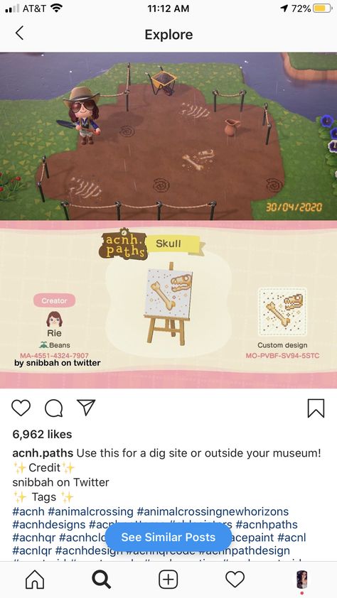 Acnh Museum Floor Design, Dig Site Animal Crossing, Acnh Dig Site Ideas, Dirt Animal Crossing Code, Acnh Donation Box Design, Acnh Excavation Site, Dig Site Acnh, Animal Crossing Dig Site, Acnh Museum Exterior Fossil