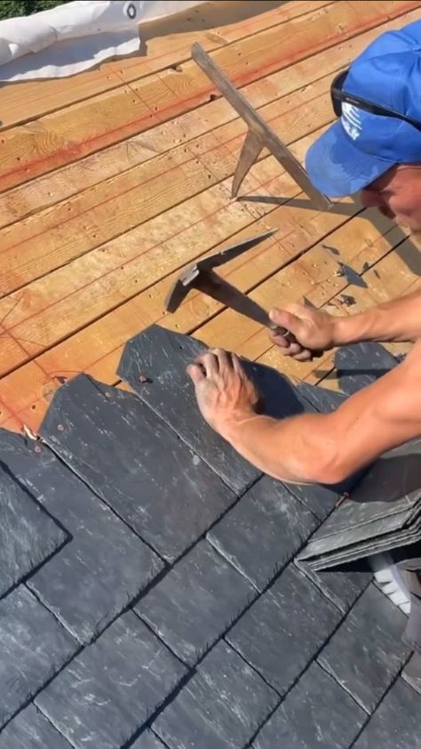 roofershelper on Instagram: Slate roof work from @tostaincouverture ▪️ ▪️ ▪️ ▪️ ▪️ #roofershelper #roof #roofer #roofing #roofrepair #reroof #roofinglife #contractor… Bronze Roof, Slate Roof House, Stone Roof, Grade Of Concrete, Slate Roof Tiles, Lodge Ideas, Roof Cladding, Construction House, Roof Work