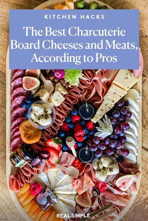 Learn how to put together a stellar charcuterie board or grazing table with the best charcuterie board meats and cheeses, according to the pros. These experts name their favorite cured meats as well as their go-to cheeses and other charcuterie board must-haves. Meat Lovers Charcuterie Board, Charcuterie Board Instructions, Designing A Charcuterie Board, Best Meat And Cheese For Charcuterie Board, Sams Club Charcuterie Board, List Of Charcuterie Items, Charcuterie Board Company Names, Charcuterie Board Meats Ideas, Best Charcuterie Board Ingredients