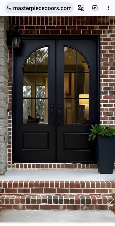 Arch Double Door Front Entry, 2 Door Entrance, Modern Double Doors Entrance, Designer Doors, Arched Front Door, Front Door Inspiration, Double Door Entrance, House Front Door Design, Flip House