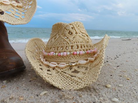 pink-beaded cowboy hat Beaded Cowboy Hat, Coastal Cowgirl Hat, Cowgirl Halloween Costume, Costal Cowgirl, Megan Moroney, Cowgirl Halloween, Straw Cowboy Hat, Cowgirl Costume, Bachelorette Outfits