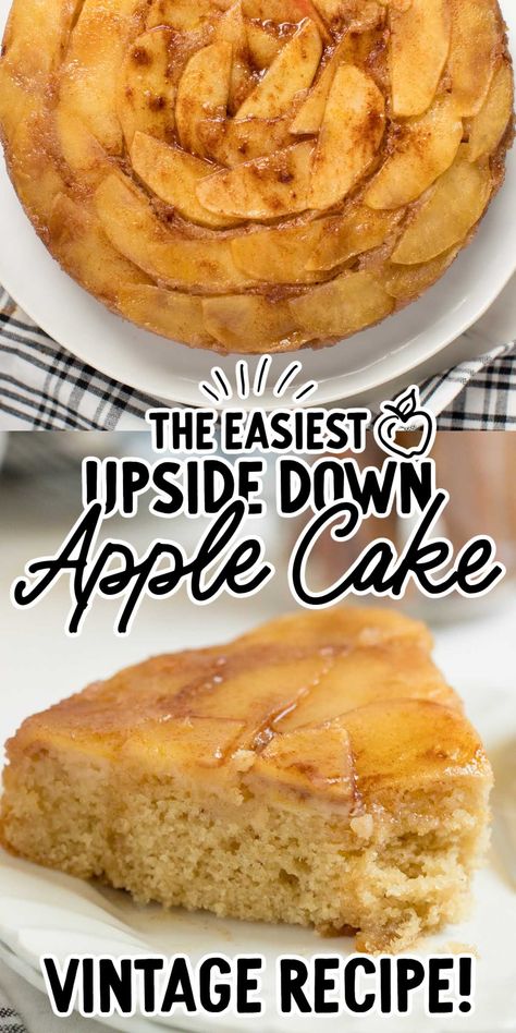 Upside Down Apple Cake Apple Upside Down Cake With Box Cake, Apple Cake With Box Cake, Upside Down Desserts, Fruit Deserts, Apple Upside Down Cake, Upside Down Apple Cake, Boxed Cake Mixes Recipes, Pear Dessert, Apple Dishes