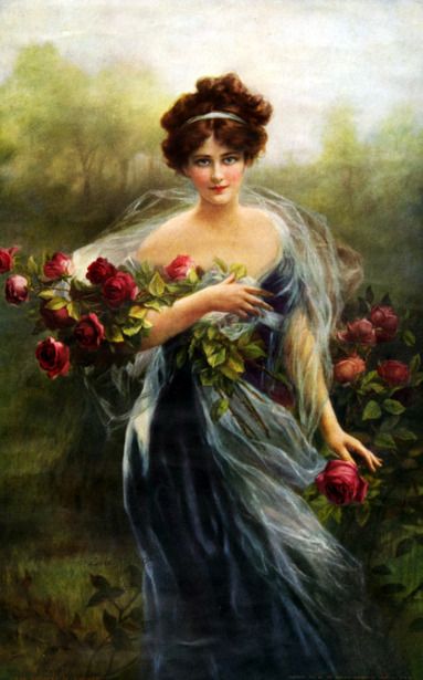 "Goddess Of Summer" by Zula Kenyon; beautiful paintings of women; painting; painter; artist; art; beauty; ladies; lady Goddess Of Summer, Woman With Flowers, Flowers In Her Hair, The Words, Blue Dress, Her Hair, A Woman, Roses, Paintings