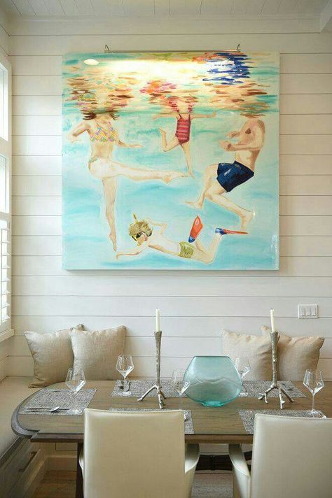 Elizabeth Lennie, Cottage Garage, Swim Art, Summer Artwork, Transitional Coastal, Chic Beach House, Beach House Interior Design, Beach House Interior, Beach House Design