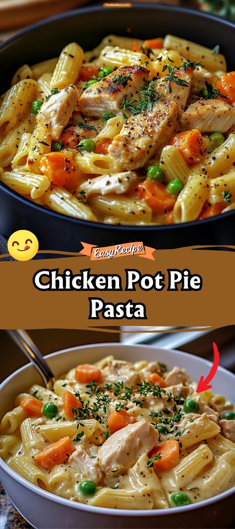 Chicken Pot Pie Pasta Chicken Pasta And Vegetables, Campbells Chicken Pot Pie, Weight Watchers Chicken Pot Pie, Chicken Creamy Soup, Easy Chicken Nugget Recipes, Chicken Pot Pie Pasta, Pot Pie Pasta, Classic Chicken Pot Pie, Pot Pie Recipes