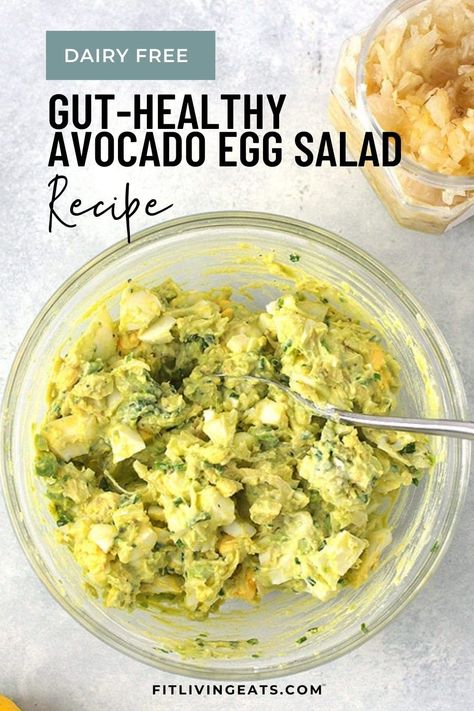 Non Dairy Healthy Recipes, Gut Healthy Sandwich, Dairy Free Egg Salad Recipe, Gut Healthy Salad Recipes, Easy Gut Healthy Lunch, Gut Friendly Lunch Recipes, Healthy Gut Recipes Clean Eating, Healthy Avocado Egg Salad, Food For A Healthy Gut