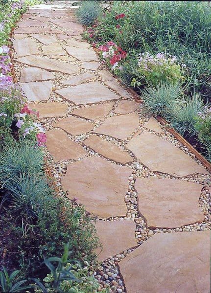 Flagstone Steps, Flagstone Pathway, Stone Garden Paths, Flagstone Walkway, Flagstone Path, Pavers Backyard, Simple Garden, Flagstone Patio, Stone Walkway