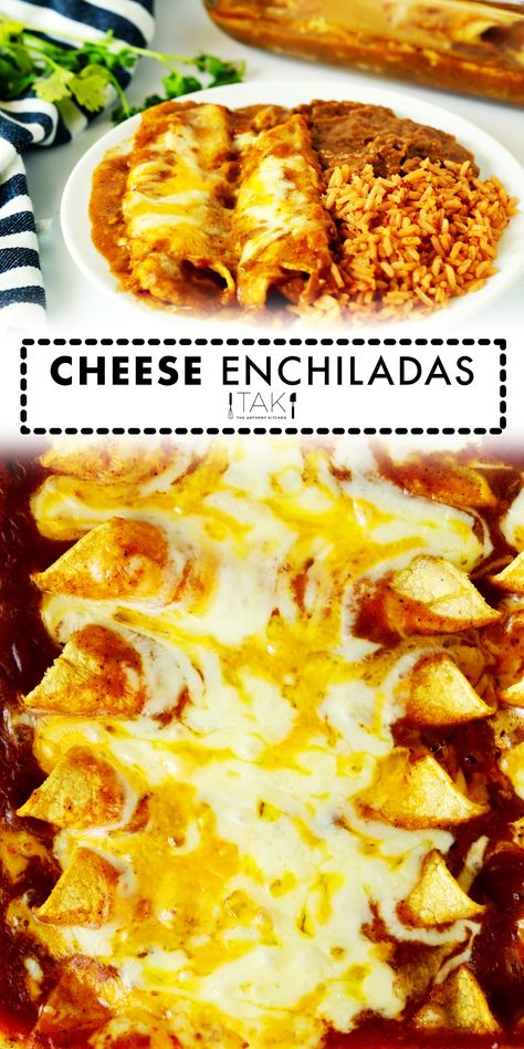 This authentic, homemade Cheese Enchiladas Recipe features corn tortillas stuffed with a flavorful blend of Monterey Jack and Cheddar, and come positively smothered in a creamy, Tex-Mex enchilada gravy made extra savory thanks to beef broth and the perfect blend of Mexican spices. This cheesy enchilada casserole is perfect for family dinners and simple entertaining! Enchiladas Authentic, Enchilada Gravy, Cheesy Enchilada Casserole, Cheese Enchiladas Recipe, Easy Cheese Enchiladas, Easy Tamales, Cheesy Enchiladas, Beef Enchilada Recipe, Enchilada Recipe