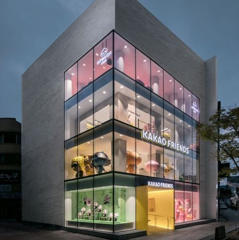 Retail Store Architecture, Korean Store Design, Store Facade Design, Flagship Store Design, Store Facade, Commercial Space Design, Atrium Design, Retail Facade, Commercial Design Exterior