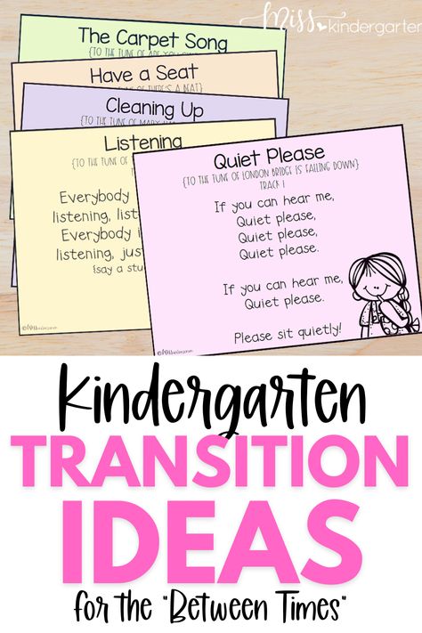 Are you looking for classroom management ideas to keep your students engaged during transition times? Be sure to check out this blog post that is full of kindergarten transition ideas for those between times during the school day. Activity transitions don't have to be hectic! Transition Chants For Kindergarten, Classroom Transition Ideas Management, Transition Time In Classroom, Classroom Orientation Ideas, Transition Preschool Ideas, Songs For Classroom Management, Transition Ideas For Classroom, Kindergarten Transition Activities, Classroom Transition Songs