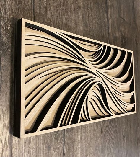 Air Turbulence Laser-cut Wood Art Handcrafted Art | Etsy Contour Art, Laser Art, Art Mandala, Wave Art, Handcrafted Art, 3d Laser, Art 3d, Laser Cut Wood, Art Unique