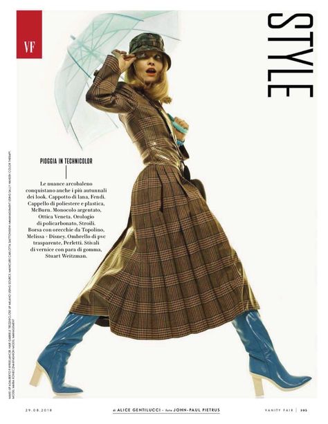 Maria Konieczna Models Chic Rain Coats in Vanity Fair Italy Umbrella Fashion Editorial, Coat Editorial Fashion, Coat Editorial, Umbrella Fashion Photography, Rain Fashion Editorial, Rain Fashion, Coat Outfit, Raincoat Outfit, Coat Street Style