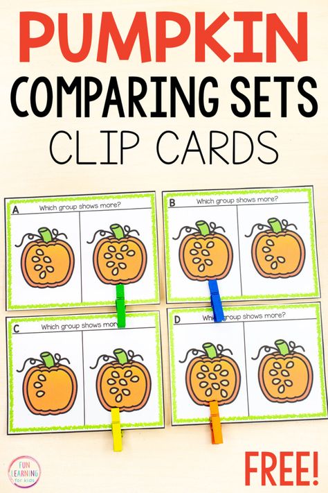 Comparing Numbers Kindergarten, Kindergarten Stations, Fall Math Centers, Pumpkins Kindergarten, Number Sense Activities, I Love Math, Comparing Numbers, Fall Math, Fall Kindergarten