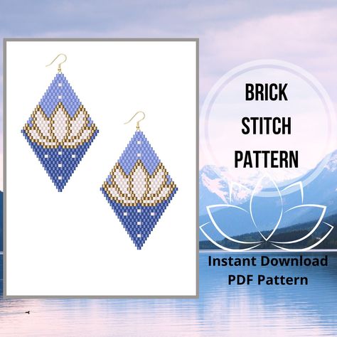 Lotus beaded earrings pattern brick stitch mandala earring Miyuki delica seed bead pendant pattern by HelenBeadPatterns on Etsy Seed Bead Pendant, Brick Stitch Pattern Earring, Beaded Earrings Pattern, Miyuki Beads Pattern, Brick Stitch Pattern, Beaded Earrings Patterns, Bead Pendant, Miyuki Beads, Earring Patterns