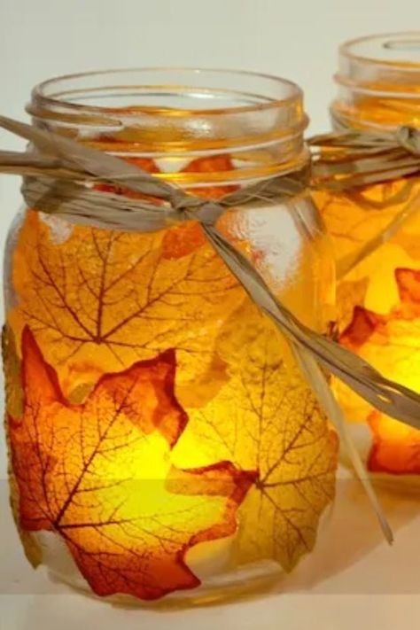 Gobble up the fun with our DIY Thanksgiving crafts guide! 🦃🎨 Explore creative projects that will make your holiday celebration extra special. Ready to infuse your home with festive charm? Click to read and start crafting for a memorable Thanksgiving. Høstaktiviteter For Barn, Leaf Mason Jar Candle, Fall Mason Jar Crafts, Fall Jars, Motif Ideas, Diy Fall Decor Ideas, Mason Jar Candle Holders, Fall Mason Jars, Diy Fall Decor