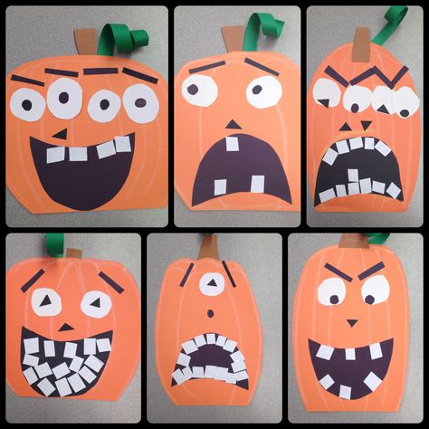 Halloween pumpkin art lesson project / special education / elementary school age students / a focus on fine and gross moor skills, step by step instructions and proper use of art materials / monicacohenteaches.tumblr.com Halloween Art Lessons, Halloween Craft Ideas, Halloween Art Projects, Image Halloween, October Art, Halloween Kunst, Fall Art Projects, Halloween Arts And Crafts, About Halloween