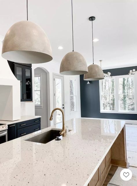 Modern Coastal Kitchen Island Lighting, Large Pendent Lights, One Large Pendant Over Kitchen Island, Hanging Light Pendant Kitchen Islands, Hanging Island Pendant Lights, Island Overhead Lighting, Cement Pendant Light Kitchen, Large Pendant Lighting Kitchen, Concrete Dome Pendant Light