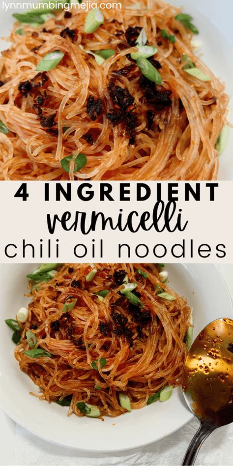 Chilli Noodles Recipe, Rice Noodles Recipes, Dinner Idea For Two, Easy Rice Noodle Recipes, Garlic Chili Oil Noodles, Chilli Noodles, Chili Garlic Noodles, Chili Oil Noodles, Spicy Asian Noodles