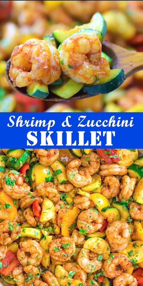 Shrimp And Vegetable Skillet, Shrimp And Zucchini, Zucchini Skillet, Vegetable Skillet, Resep Seafood, Clock Collection, Shrimp And Vegetables, Shrimp Recipes Healthy, Shrimp Dinner