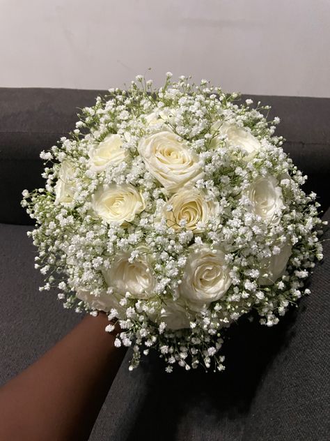 Bride Flower Bouquet White Rose, Princess And The Frog Wedding Bouquet, White Rose And Baby's Breath Bouquet, Babysbreath Roses Bouquet, Wedding Bouquet Baby Breath, White Roses Bride Bouquet, Hydrangea And Baby Breath Bouquet, Bride Bouquets White Roses, Roses With Baby Breath Bouquet