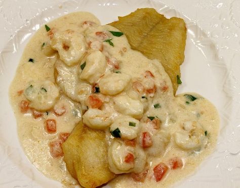 Flounder Topped With A Shrimp Cream Sauce, #Cream #Flounder #Sauce #Shrimp #Topped Check more at http://seafood.nasreddinhoca.org/flounder-topped-with-a-shrimp-cream-sauce-2/ Flounder With Cream Sauce, Crab Cream Sauce For Fish, Crab Sauce For Fish, Ponchatrain Sauce, Crab Cream Sauce, Stuff Flounder Recipes, Shrimp Cream Sauce, Flounder Recipes, Shrimp Sauce