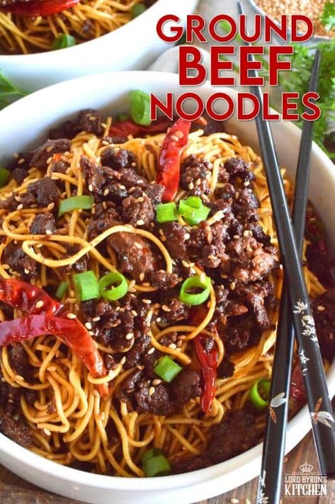 Ground Beef Noodles, Spicy Green Beans, Beef Noodles, Minced Beef, Roasted Chicken Breast, Inexpensive Meals, Dinner With Ground Beef, Asian Noodles, Lord Byron