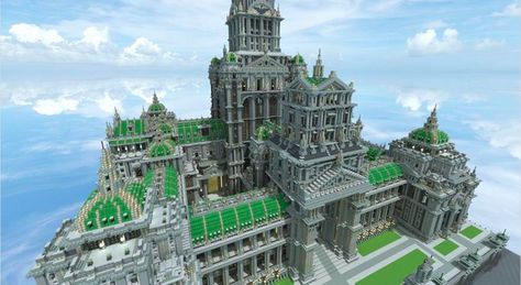 AMAZING Stone and green block castle in Minecraft Minecraft Palace, Minecraft Castle Blueprints, Villa Minecraft, Construction Minecraft, Minecraft Structures, Cool Minecraft Creations, Minecraft Castle, Minecraft Medieval, Winter Palace