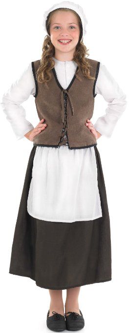 Fun Shack Child Tudor Kitchen Girl Costume - AGE 10 - 12 YRS (XL) Medieval Dress Peasant, Maid Fancy Dress, Pioneer Costume, Peasant Costume, Medieval Girl, Tudor Kitchen, Childrens Fancy Dress, Tudor Costumes, Colonial Dress