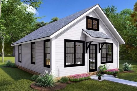 How to add character to a new build house Cottage Flooring, 2 Bed House, Small Cottage Homes, Cottage Style House Plans, Tiny House Floor Plans, House Plans And More, Cottage Plan, Cottage House, Cottage House Plans