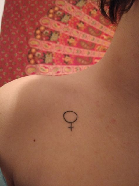 Women Tattoos Feminist, Minimalist Tattoo Feminist, Feminist Sign Tattoo, Symbol Of Femininity, Femist Tattoos, Liberal Tattoo Ideas, Female Sign Tattoo Symbols, Womens Rights Tattoo, Minimal Feminism Tattoo