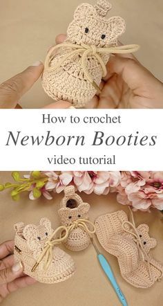 Crochet Newborn Booties Tutorial - CrochetBeja Crochet Newborn Booties, Newborn Crochet Booties, Shoe Crochet, Crochet Baby Booties Free Pattern, Háčkované Lemy, Baby Booties Free Pattern, Blouse Crochet, Hats Crochet, Newborn Crochet Patterns