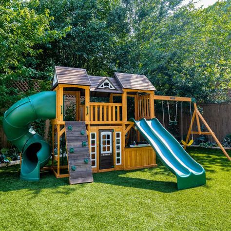 Sam’s Club is currently offering this KidKraft Adventure Bend Swing Set for only $1,499 (reg. $2,499, was $1,999). You save 40% off the retail price for this backyard playset. Plus, this item ships free for Plus members. This deal price is the best price we could find online by about $500. The KidKraft Adventure Bend […] The post KidKraft Adventure Bend Swing Set first appeared on Frugal Buzz. Backyard Playset, Kids Backyard Playground, Double Chaise Lounge, Kids Play Set, Wooden Swing, Playhouse Outdoor, Playset Outdoor, Wooden Swings, Backyard Playground