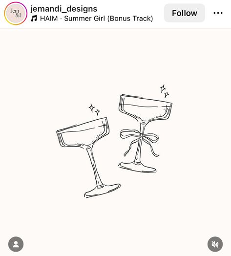 Matching Margarita Tattoo, Alcohol Glass Drawing, Cocktail Sketch Art, Hospitality Tattoo Ideas, Drink Glass Tattoo, Mini Wine Glass Tattoo, Prosecco Glass Tattoo, Martini Tattoo Design, Mimosa Tattoo Drink