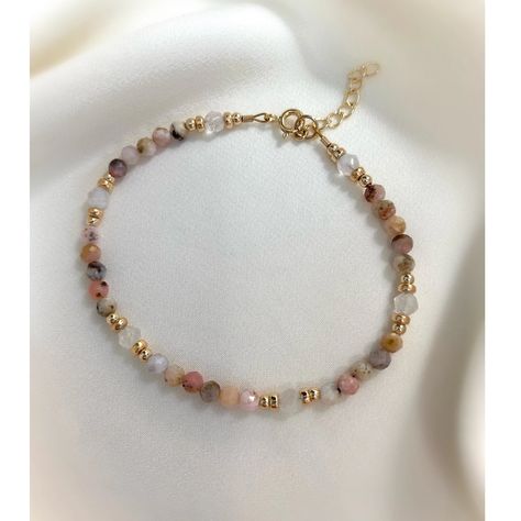 Opal & Moonstone Gold Filled Bracelet. Delicate Beaded - Etsy Australia Self Made Bracelets, Balancing Emotions, Opal Moonstone, Gelang Manik-manik, Diy Collier, Gelang Manik, Beads Bracelet Design, Bracelet Crystal, Moonstone Bracelet