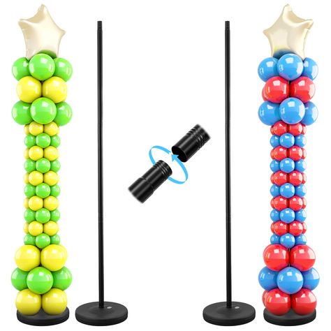 PRICES MAY VARY. STURDY AND STABLE: The balloon stand rods are made of stainless metal and the base is made of high quality PVC. They will not break easily. The base can be filled with water and sand, which increases the stability of the stand. ADJUSTABLE HEIGHT: The balloon column stand adopts splicing design, which can adjust the column height from 1.3ft to 5ft by adding or removing extension rods. Suitable for both tabletop balloon centerpieces and floor balloon tower stands to meet various p Carnival Balloon Decorations, Outside Balloon Arch, Table Centerpieces For Birthday Party, Centerpieces For Birthday Party, Chain Balloons, Centerpieces For Birthday, Ninja Themed Birthday Party, Ballon Column, Balloon Column Stand