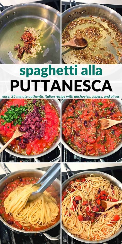 Pasta Putanesca, Pasta Dinner Ideas, Vegetarian Pasta Recipe, Dinner Ideas Vegetarian, Pasta Puttanesca Recipe, Puttanesca Recipe, Traditional Spaghetti, Spaghetti Alla Puttanesca, Italian Feast