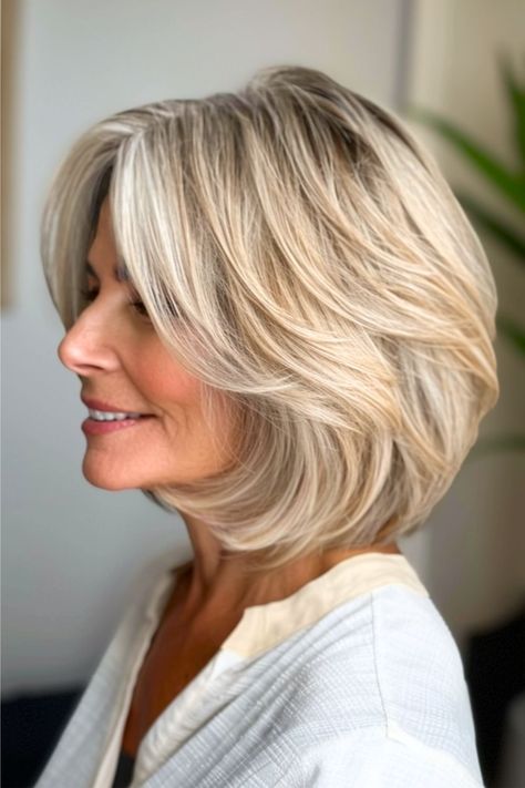 "Elegant Transformations: Gorgeous Hairstyles and Haircuts for Women Over 50. Rediscover Your Radiance! Timeless Looks for Timeless Beauty. Bun High, Haircuts Trending, Ideas Haircut, Graduated Bob, Haircut Styles For Women, Bubble Ponytail, Easy Hair Cuts, Layered Bobs, Mother Of The Bride Hair