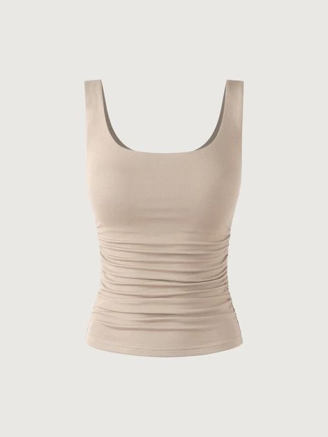 Ruched Tank Top – OGLmove Dystopian Clothes, Obx Clothes, Ruched Tank Top, Trendy Tank Tops, Outfit Inspo Summer, Effortlessly Chic Outfits, Shein Outfits, Copenhagen Style, Soft Clothes