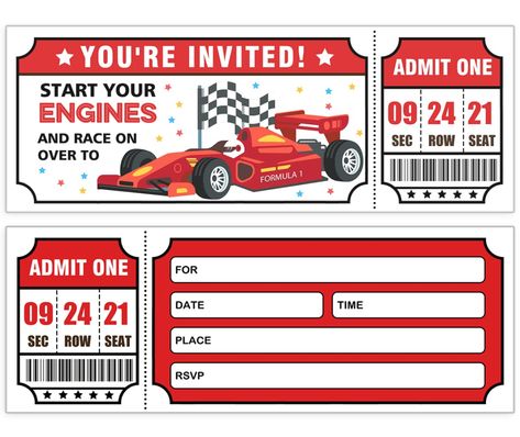 PRICES MAY VARY. Size: 6 x 2.2 Inch Party Invitation Cards Includes 30 White Envelopes for Guests Premium Heavy Card Stock for Easy Writing Vibrant Personalized Race Car Design Perfect for Birthday Parties and Race Car Themed Events The party invitation cards are personalized design. It is the perfect party supply for loved ones. The cards are printed with vivid and vibrant colors, Our cards are printed on high quality, premium, heavy card stock (140 lb) makes them easy to write on to fill in th Racing Car Birthday, Teacher Appreciation Luncheon, Car Birthday Party, Race Car Themes, Car Themed Parties, Car Birthday Theme, Car Card, Race Party, Car Party