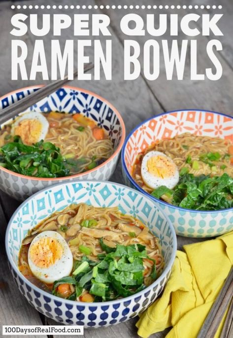 Super Quick Ramen Bowls ⋆ 100 Days of Real Food Quick Ramen, Soup Sunday, Meaty Meals, Brain Balance, Delicious Ramen, Gf Dinner, Bowl Meals, Food Dinners, Easy Ramen