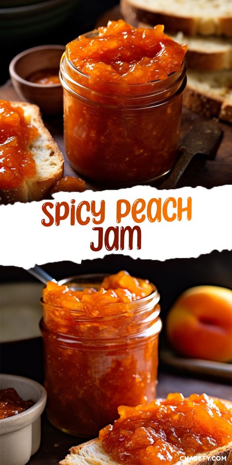 Peach Haberno Jelly, Sweet And Spicy Jam, Spicy Peach Jam, Spicy Jam Recipes, Peach Chili, Holiday Jam, Fall Jams, Peach Jalapeno Jam, Spiced Peach Jam